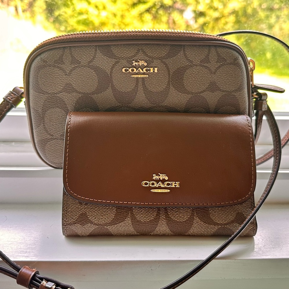 Coach Crossbody Pouch and matching wallet in signature canvas